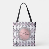 Glitter Pink Blush Harlequin gepersonaliseerd Tote Bag (Achterkant)