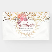 Glitter Pink Blush Marsala Floral Afstuderen