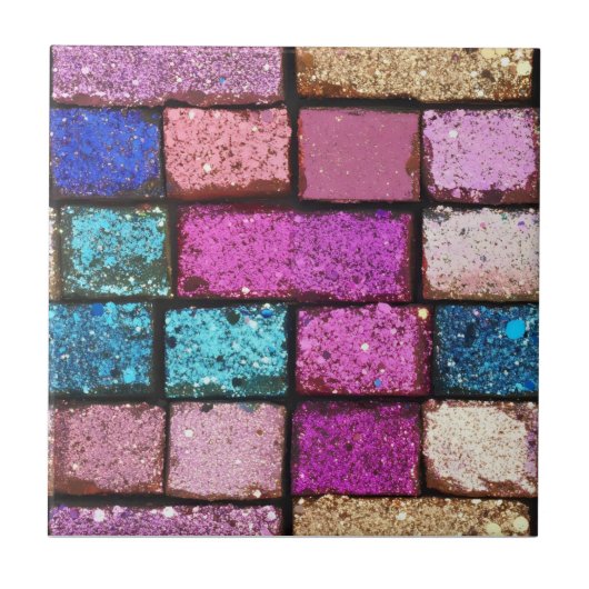 Glitter Pink Brick Pattern Tegeltje (Voorkant)