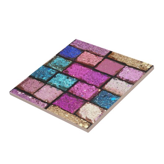 Glitter Pink Brick Pattern Tegeltje (Zijkant)