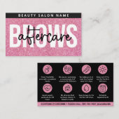 Glitter Pink Brows Nazorg PMU Brow Instructions Visitekaartje (Voorkant / Achterkant)