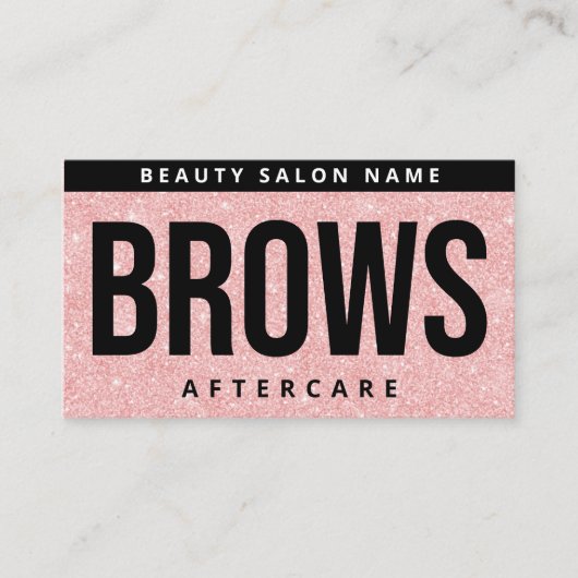 Glitter Pink Brows Nazorg PMU Brow Instructions Visitekaartje (Voorkant)