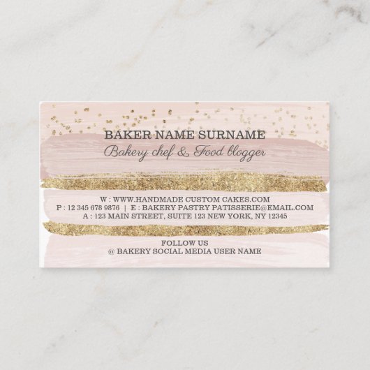 Glitter Pink Cake Bakery Pastry Weddenschap Visitekaartje (Achterkant)