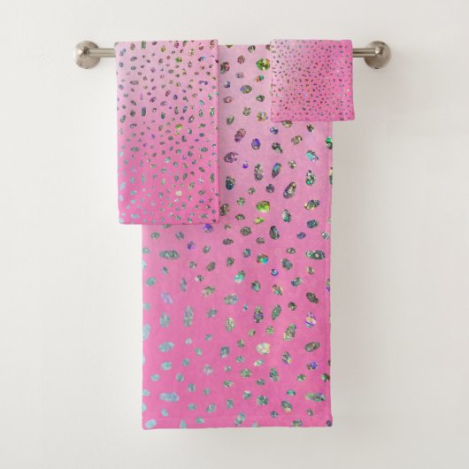 Glitter Pink Cheetah Print Bad Handdoek (Insitu)