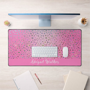 Glitter Pink Cheetah Print Bureaumat
