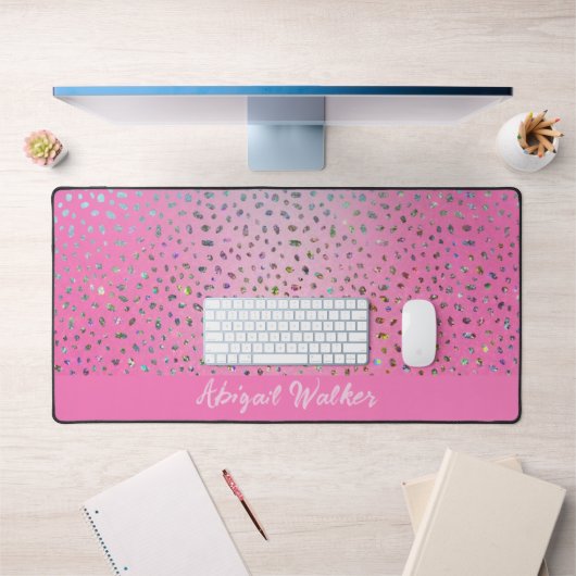 Glitter Pink Cheetah Print Bureaumat (Kantoor 1)