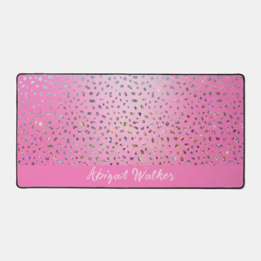 Glitter Pink Cheetah Print Bureaumat (Voorkant)