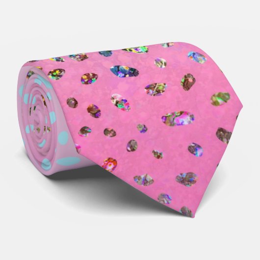 Glitter Pink Cheetah Print Stropdas (Opgerold)