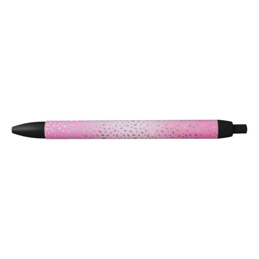 Glitter Pink Cheetah Print Zwarte Inkt Pen (Voorkant)