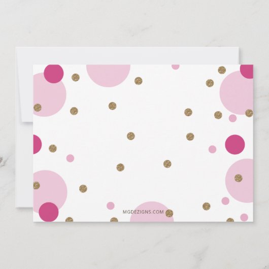 Glitter Pink Confetti is een meisje Baby shower Kaart (Achterkant)