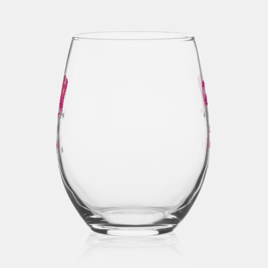 Glitter Pink Disco Cowgirl 30e verjaardag Party Wijnglas Zonder Voet (Links)