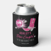 Glitter Pink Disco Cowgirl 50ste verjaardag Party Blikjeskoeler (Blikje Voorkant)