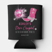 Glitter Pink Disco Cowgirl 50ste verjaardag Party Blikjeskoeler (Achterkant)