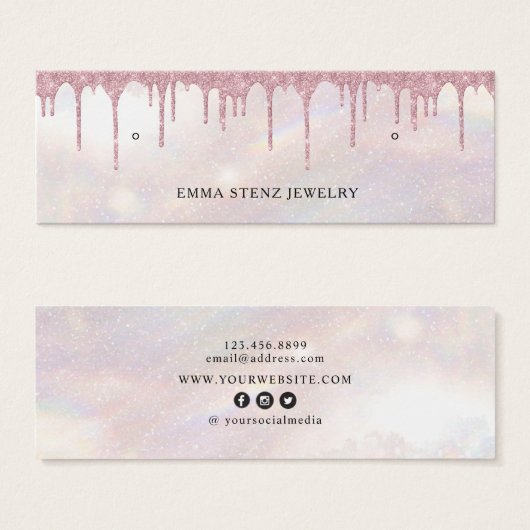Glitter Pink ・ Earring Hoops Studs Mini Display Ka Mini Visitekaartjes (Voorkant /achterkant)