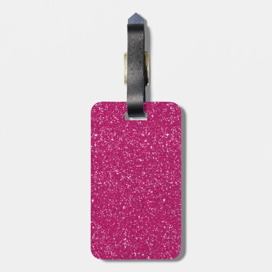 Glitter Pink en Black Pattern Rhinestones Bagagelabel (Achterkant verticaal)