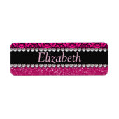 Glitter Pink en Black Pattern Rhinestones Etiket (Voorkant)