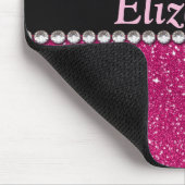 Glitter Pink en Black Pattern Rhinestones Muismat (Hoek)