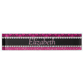 Glitter Pink en Black Pattern Rhinestones Naambordje (Voorkant)