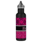 Glitter Pink en Black Pattern Rhinestones Waterfles (Links)