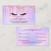 Glitter Pink Eyelash Extension Appointines Visitekaartje (Voorkant / Achterkant)