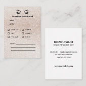 Glitter PINK Eyelash Extension Client Consultation Visitekaartje (Voorkant / Achterkant)