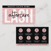 Glitter Pink Eyelash Extensions Lash Aftercare Visitekaartje (Voorkant / Achterkant)