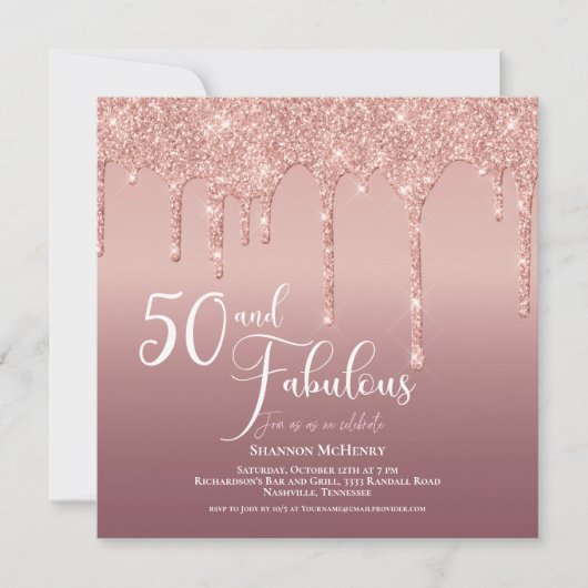 Glitter Pink Fifty en het fantastische verjaardags Kaart (Voorkant)
