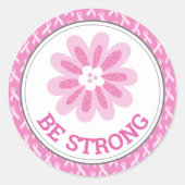 Glitter Pink Flower Breast Cancer Awareness Design Ronde Sticker (Voorkant)
