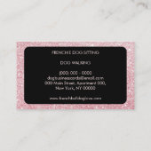 Glitter Pink French Bulldog Groomer Dog Walking Visitekaartje (Achterkant)