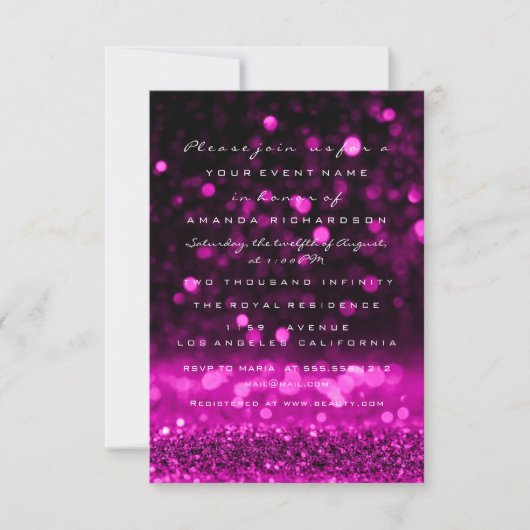 Glitter Pink Fuchsia Wedding Bridal Sweet 16th Kaart (Voorkant)
