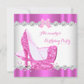 Glitter Pink Glamor High Heels Birthday Party Kaart (Voorkant)