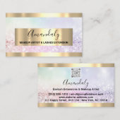 Glitter Pink Gold Framed Event Planner QR Code Visitekaartje (Voorkant / Achterkant)