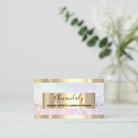 Glitter Pink Gold Framed Event Planner QR Code Visitekaartje (Staand voorkant)