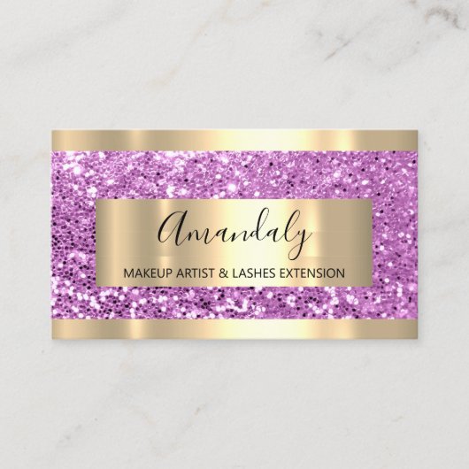 Glitter Pink Gold Lijst Roze Matig Licht Visitekaartje (Voorkant)