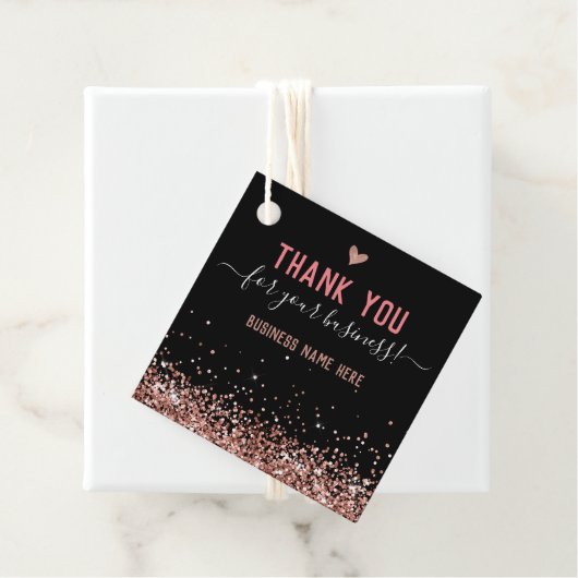 Glitter Pink Hartelijk dank voor uw bedrijf Bedankjes Labels (In situ)