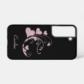Glitter Pink Heart Swirl Monogram Samsung Galaxy Hoesje (Achterkant horizontaal)