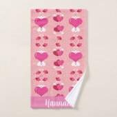 glitter pink heart vibrant romantic wallpaper bad handdoek (Handdoek)