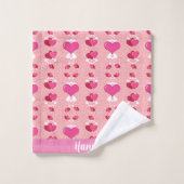 glitter pink heart vibrant romantic wallpaper bad handdoek (Wasdoekje)