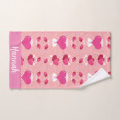 glitter pink heart vibrant romantic wallpaper bad handdoek (Handdoek)