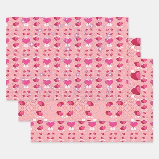 glitter pink heart vibrant romantic wallpaper inpakpapier vel (Set)