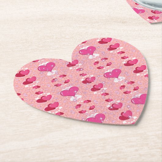 glitter pink heart vibrant romantic wallpaper kartonnen onderzetters (Gekanteld)