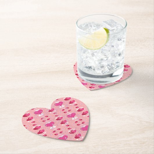 glitter pink heart vibrant romantic wallpaper kartonnen onderzetters (Insitu)