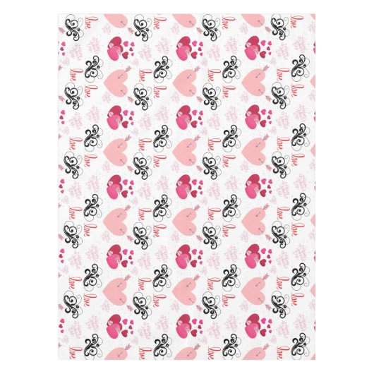 glitter pink heart vibrant romantic wallpaper tafelkleed (Voorkant)