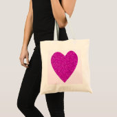 Glitter Pink Heart Wedding Tote Bag (Voorkant (product))