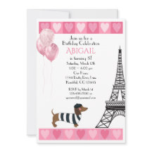 Glitter Pink Hearts Eiffeltower Dog
