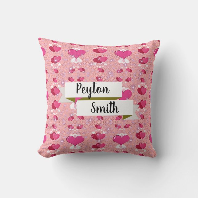 glitter pink hearts luxe romantic sweet pattern kussen (Voorkant)