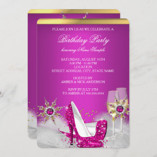 Glitter Pink High Heel Silver Gold Champagne 2 Kaart