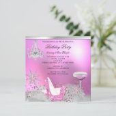 Glitter Pink High Hiel Shoes Champagne Party 2 Kaart (Staand voorkant)