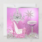 Glitter Pink High Hiel Shoes Champagne Party 2 Kaart (Achterkant)