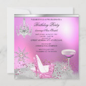 Glitter Pink High Hiel Shoes Champagne Party 2 Kaart (Voorkant)